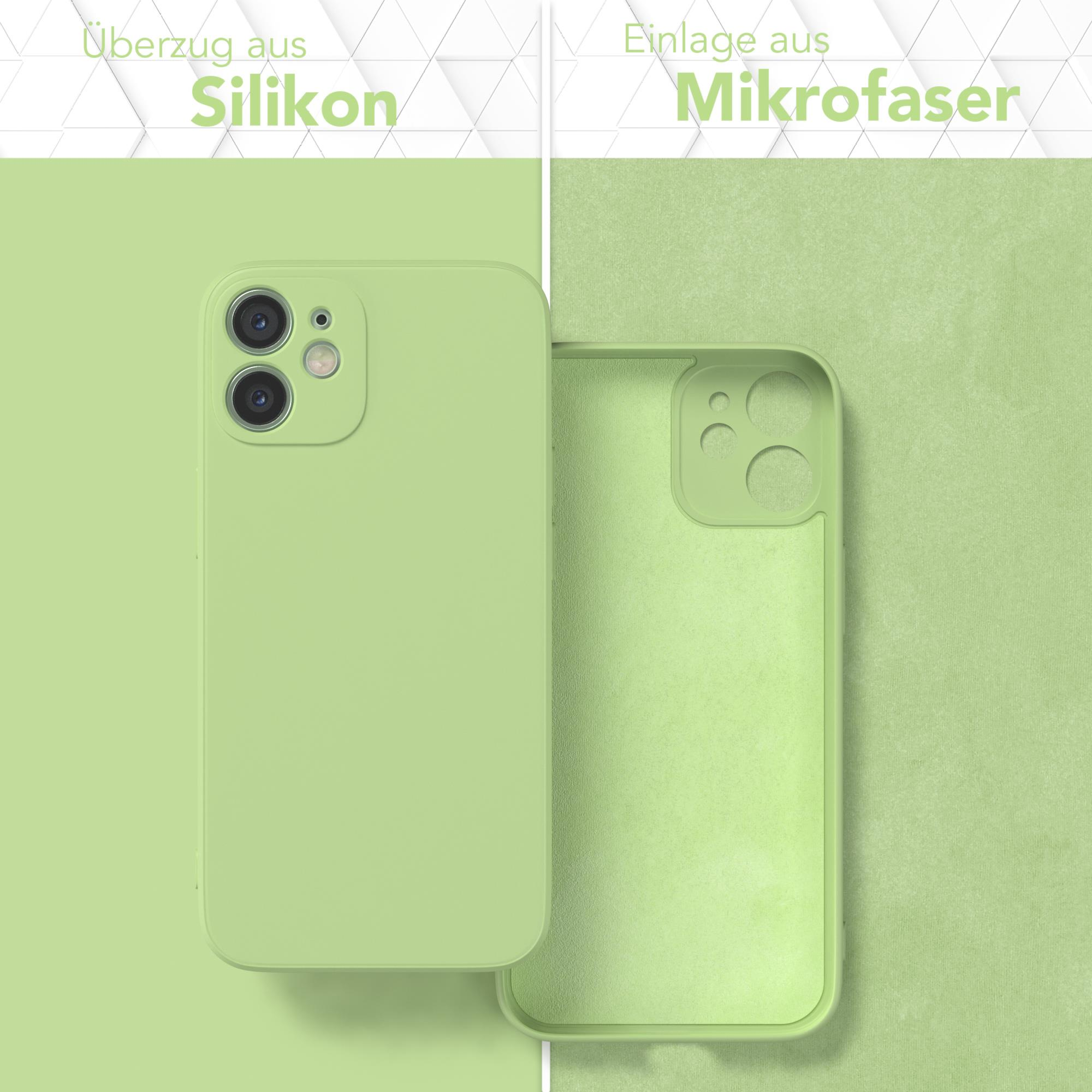 Zwei Handyhüllen, eine geschlossen und eine offen, zeigen eine hellgrüne Farbe.