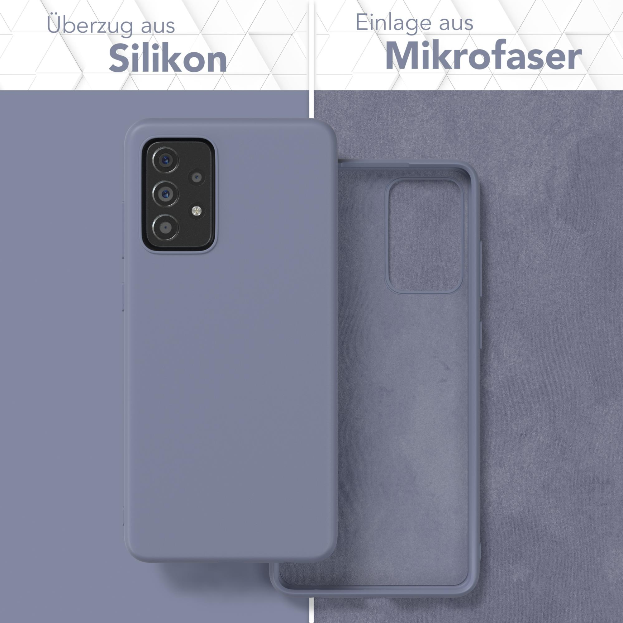 Zerlegtes Handycase. Linke Seite zeigt Silikonmaterial, rechte Seite Mikrofaser.