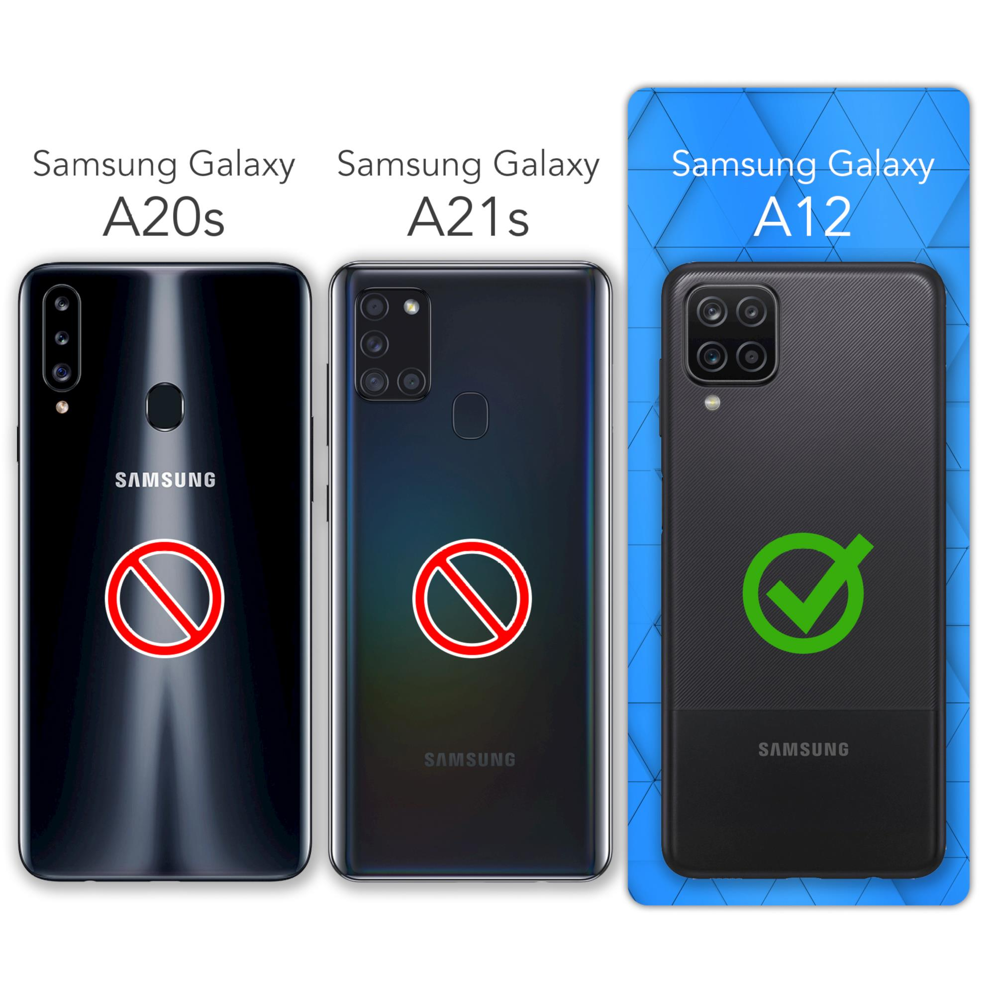 Drei Telefone: A20s(rotes X), A21s(rotes X), A12(grüner Haken), Marke Samsung.