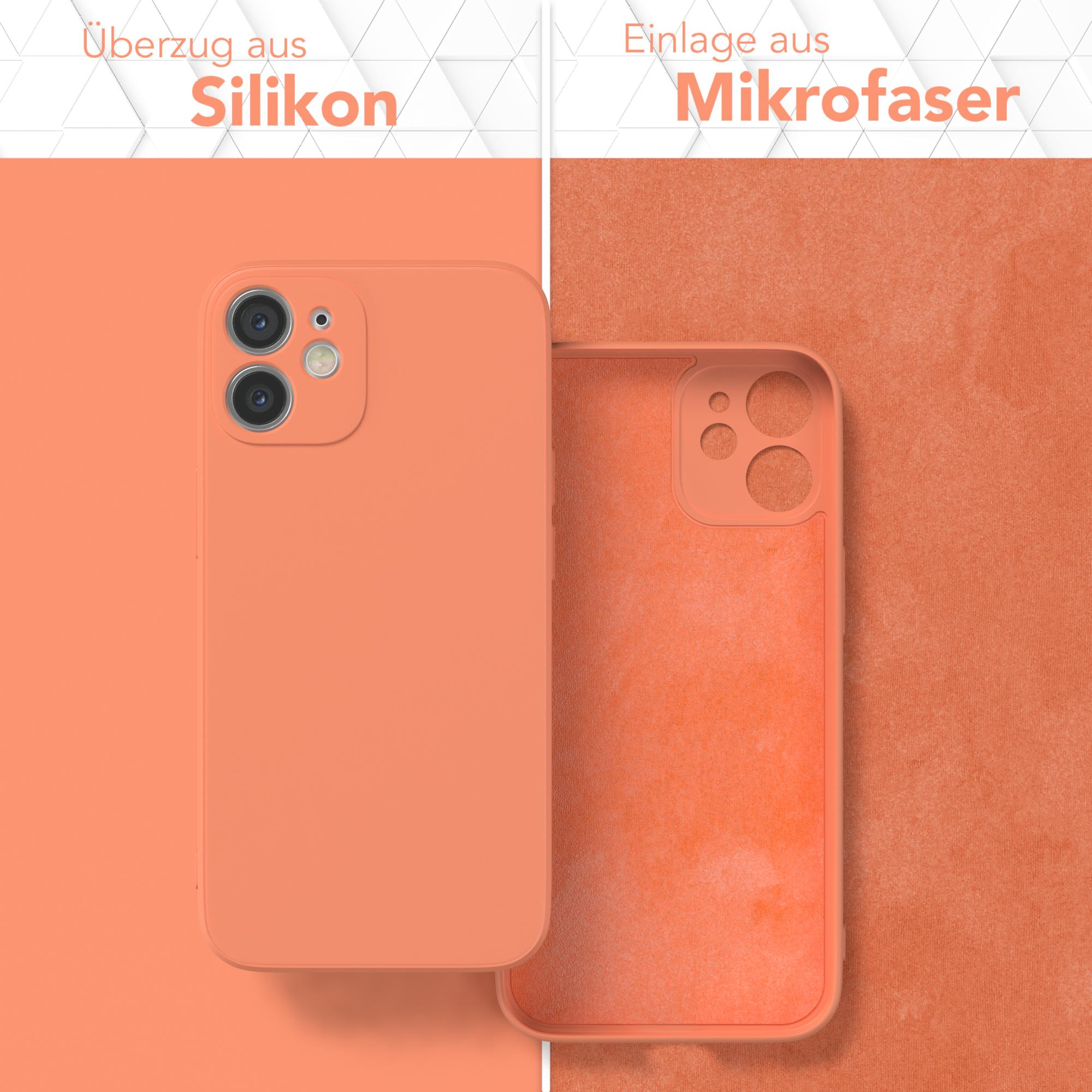 Orangene Handyhülle mit Silikon-Außenschicht und Mikrofaser-Innenschicht.