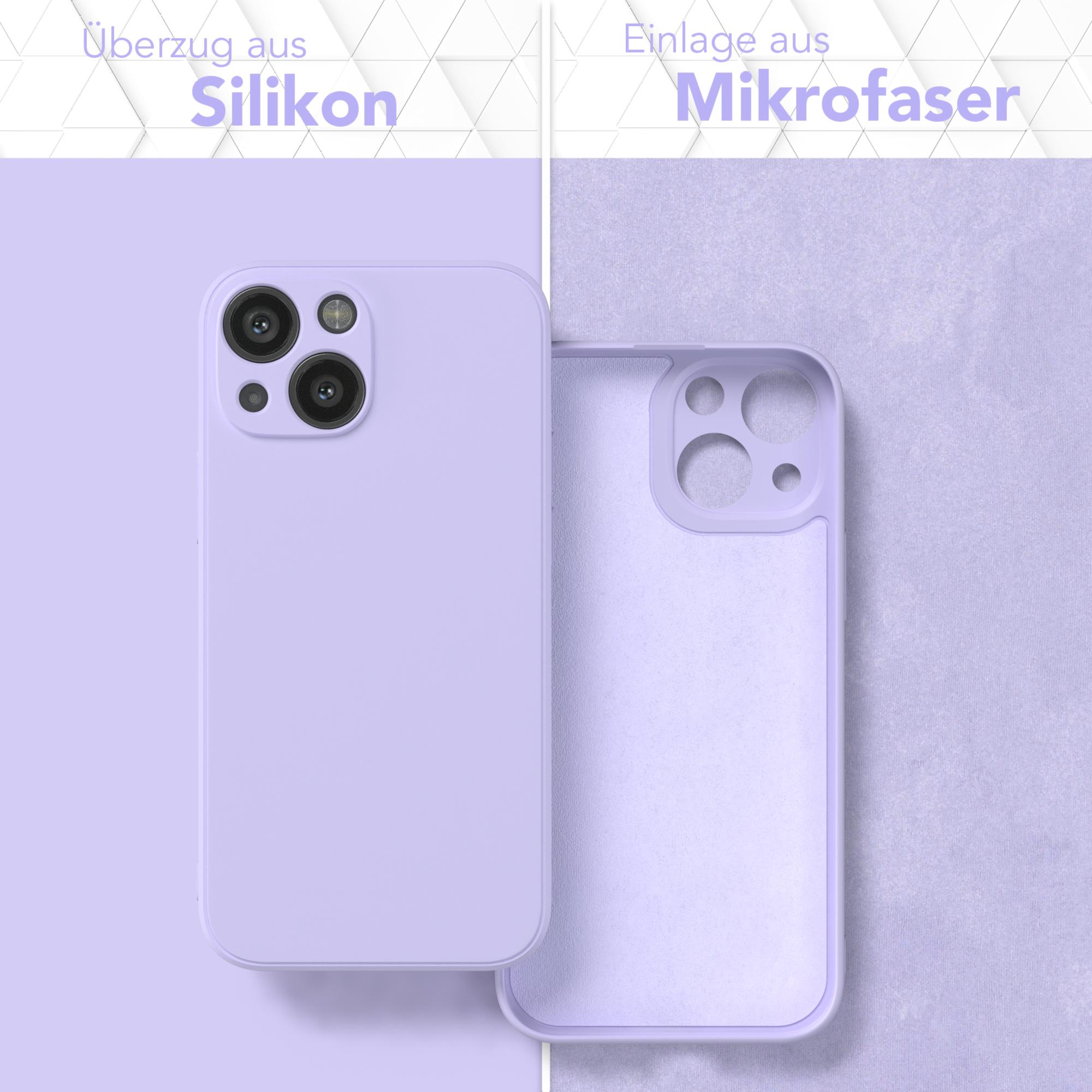 Lila Handyhülle und transparente Handyhülle. Die Handyhülle hat einen Kameraausschnitt. Lila und weißer Hintergrund.