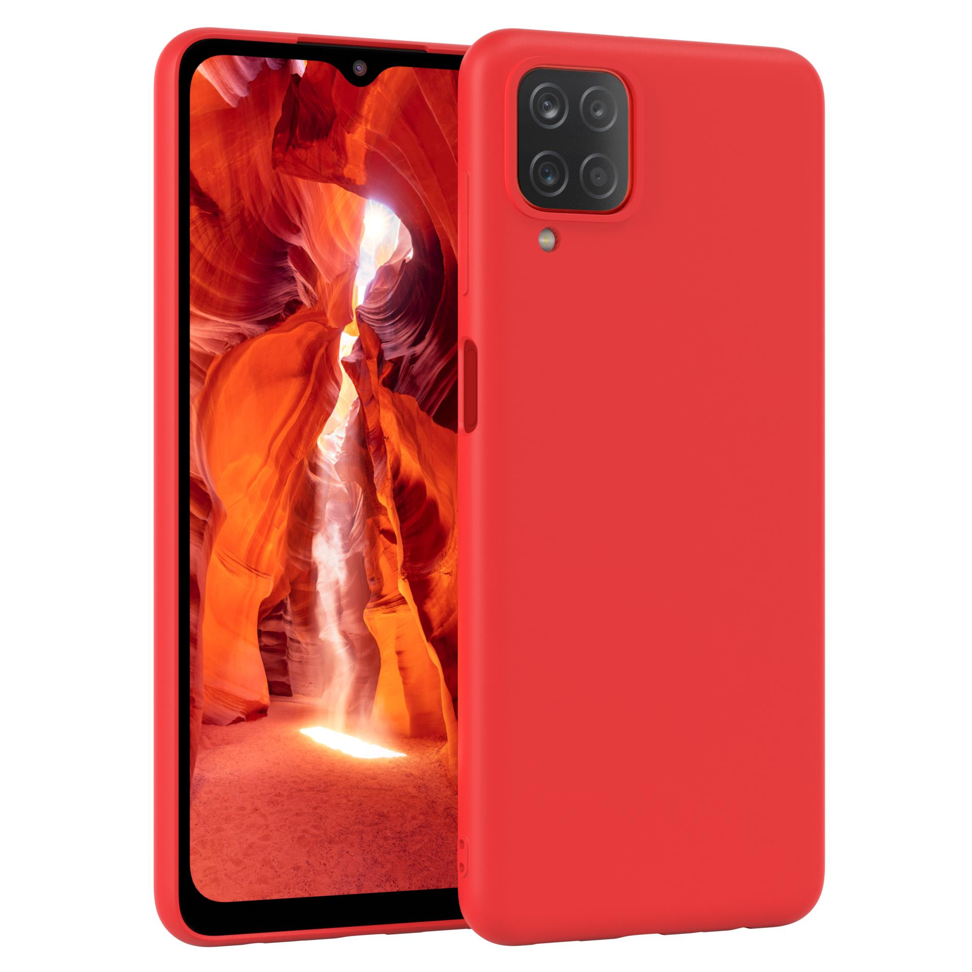Zwei rote Telefone in roten Hüllen. Die Telefone haben Kameras und liegen nebeneinander.