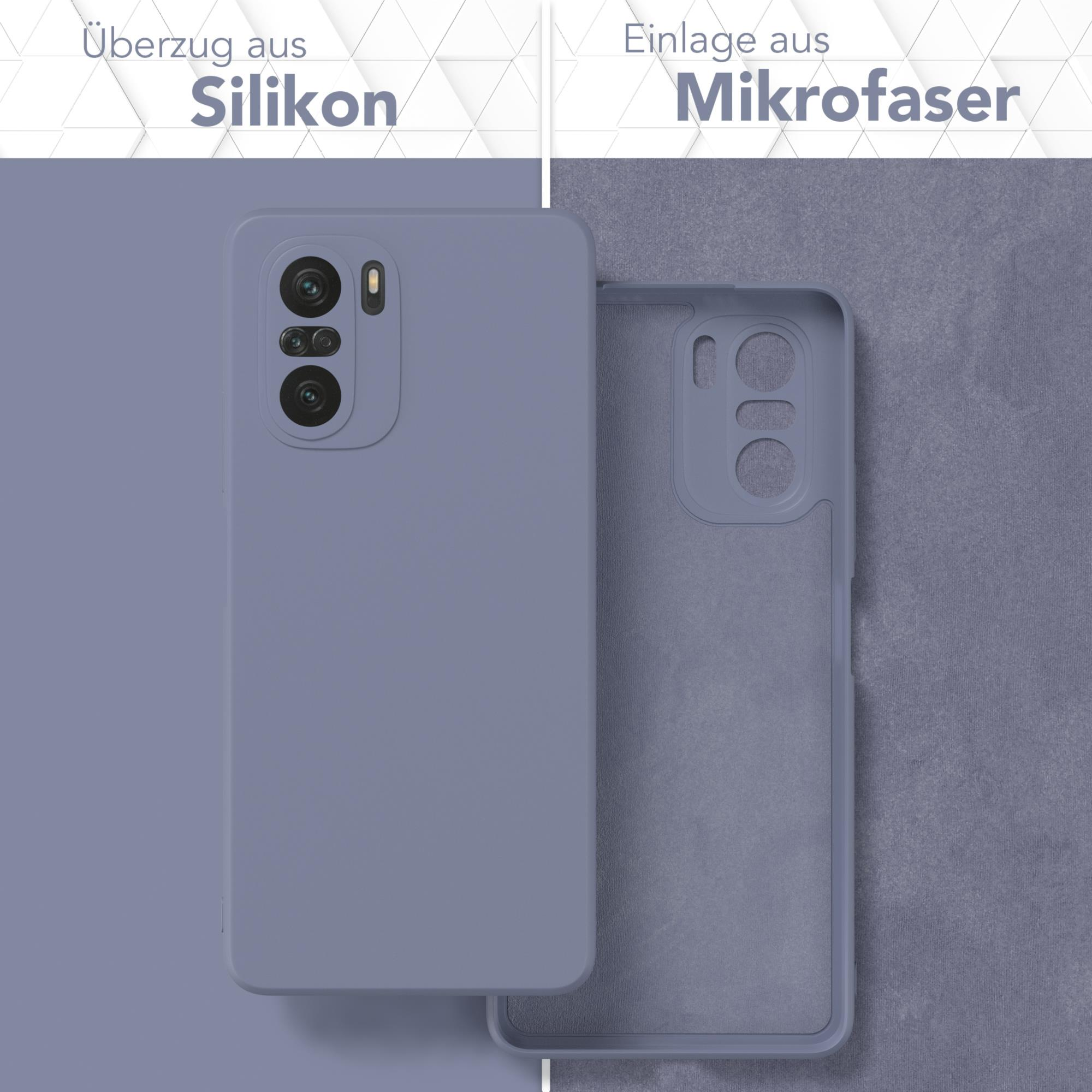 Lila Handyhülle mit Silikon-Außenschicht und Mikrofaser-Innenschicht.