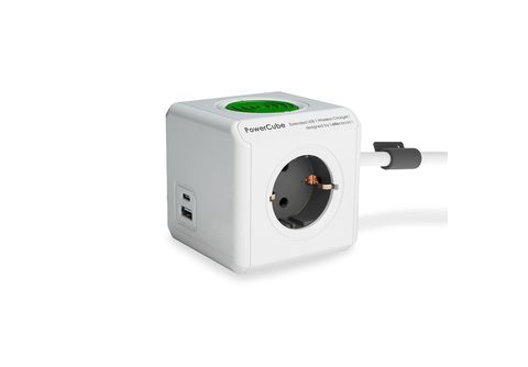 Enchufe modular - Power Cube Extended USB A+C Wireless Charger ALLOCACOC,  Verde