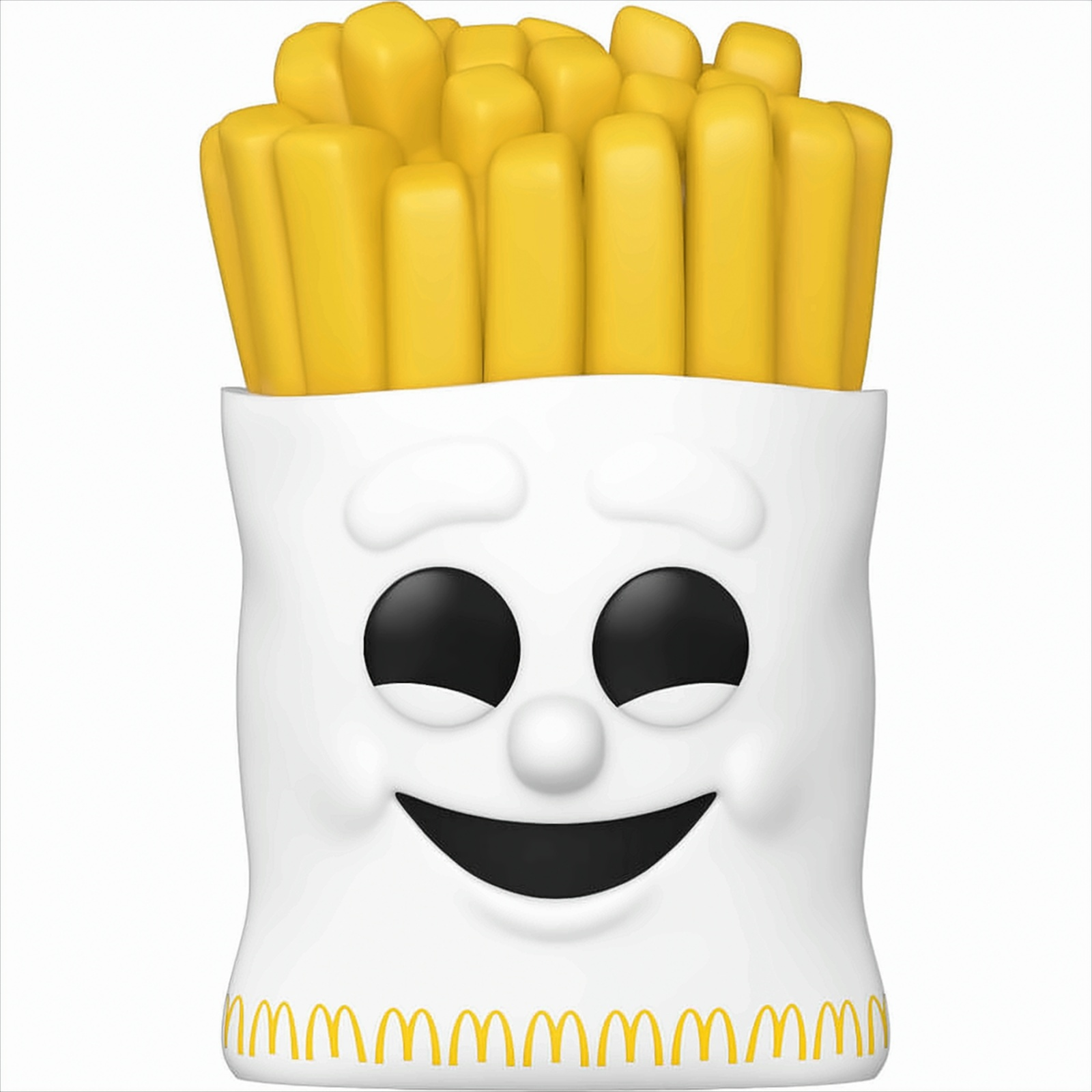 McDonald's Pommes-Container mit lächelndem Gesicht und vollen Pommes.