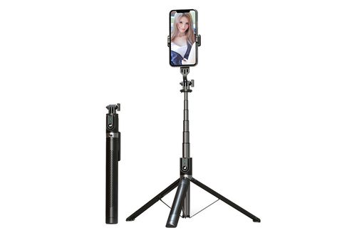 Palo selfie - Selfie stick/trípode extensible con control remoto Bluetooth  INF, negro