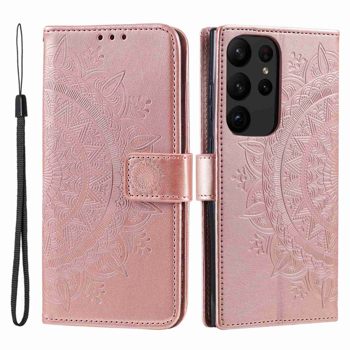 Bookcover, Ultra, Rosegold Mandala Klapphülle Muster, S23 Galaxy Samsung, mit COVERKINGZ