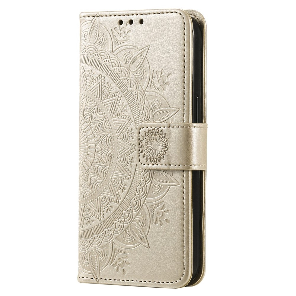 COVERKINGZ Klapphülle mit Mandala Muster, Gold Samsung, Bookcover, Galaxy S23