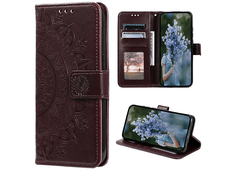 COVERKINGZ Klapphülle mit Mandala Samsung, Braun Galaxy Ultra, Bookcover, S23 Muster