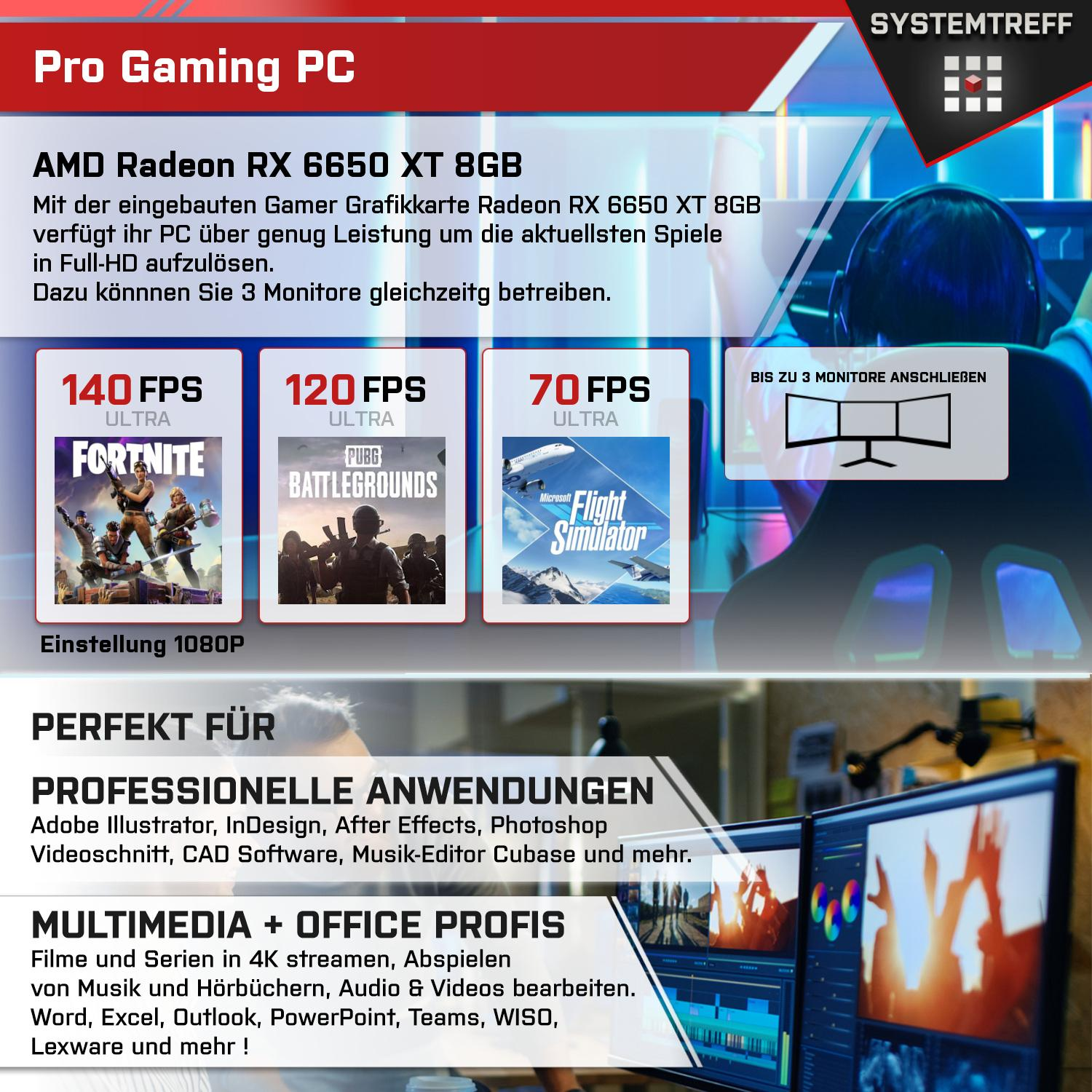 SYSTEMTREFF Pro Gaming AMD Ryzen AMD 6650 Radeon™ PC Pro, XT GB RAM, AMD Gaming mSSD, 512 5 Ryzen™ RX 5 mit 7600, 32 11 Prozessor, GB Windows