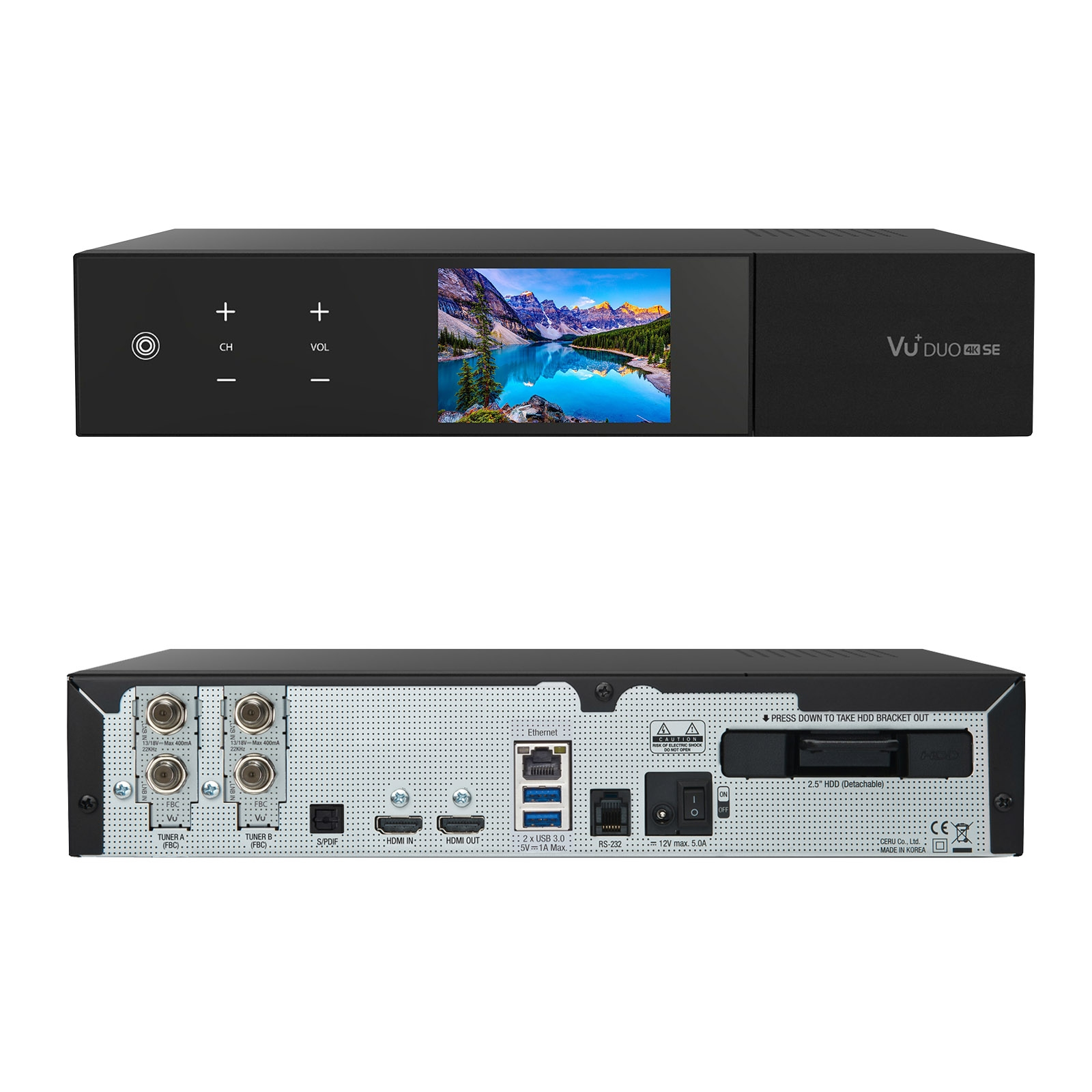 BT 500GB (PVR-Funktion, VU+ DVB-S2, Schwarz) 2xDVB-S2X Sat-Receiver Duo SE 4K FBC