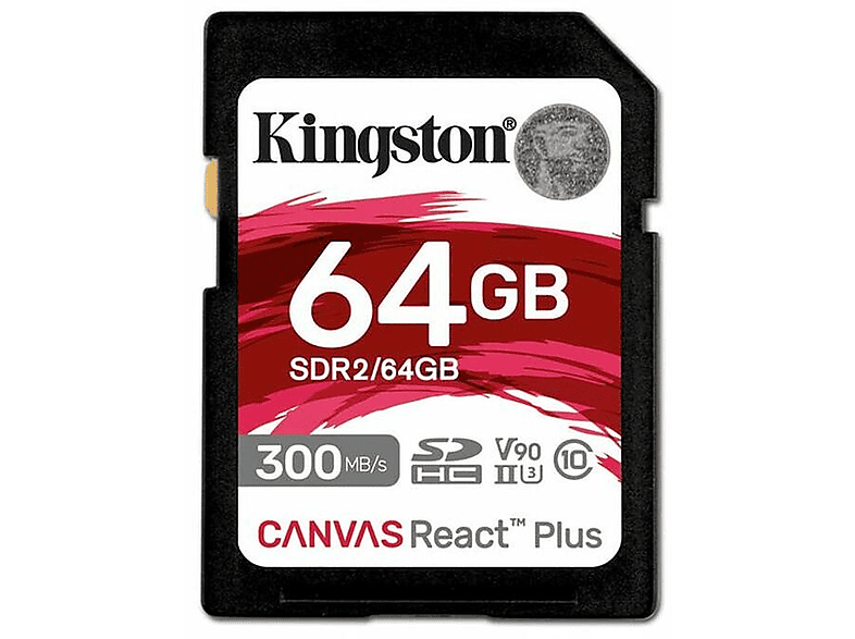 KINGSTON Kingston Canvas React Plus - 64GB (R300/W260 SDXC, UHS-II U3, Class 10, UHS Video Speed Class 90 -, Micro-SD Speicherkarte, 64 GB