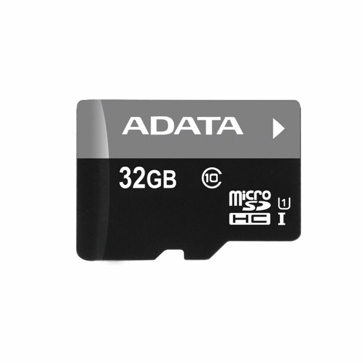 Scheda micro SD ADATA nera e grigia con una capacità di 32 GB.