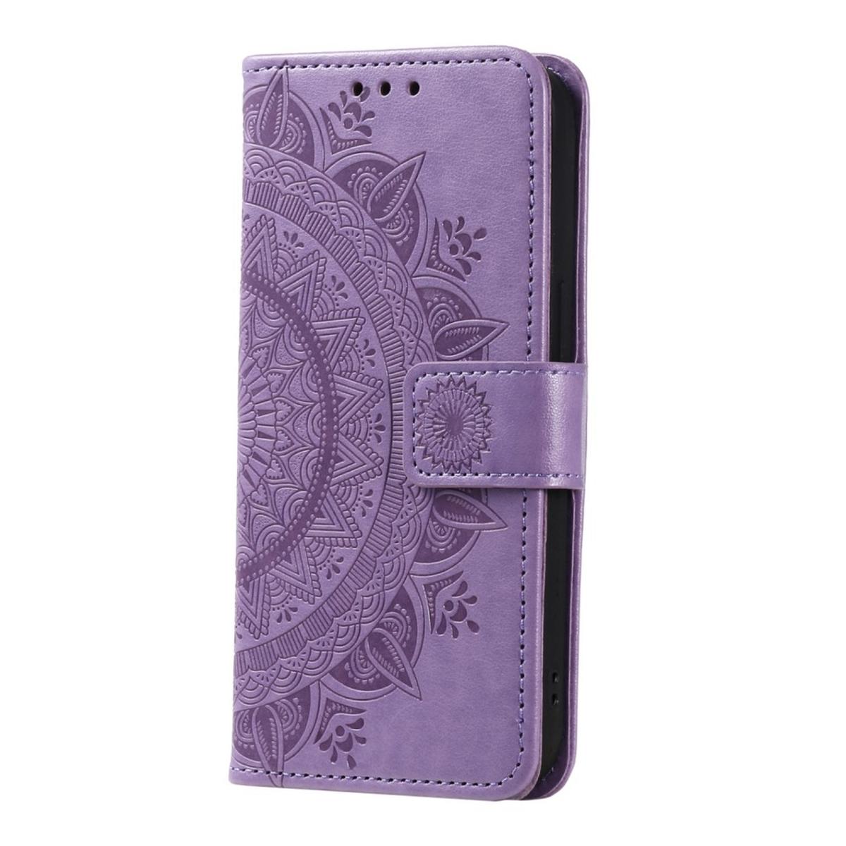 mit Samsung, COVERKINGZ Muster, Mandala Klapphülle Bookcover, S23, Galaxy Lila