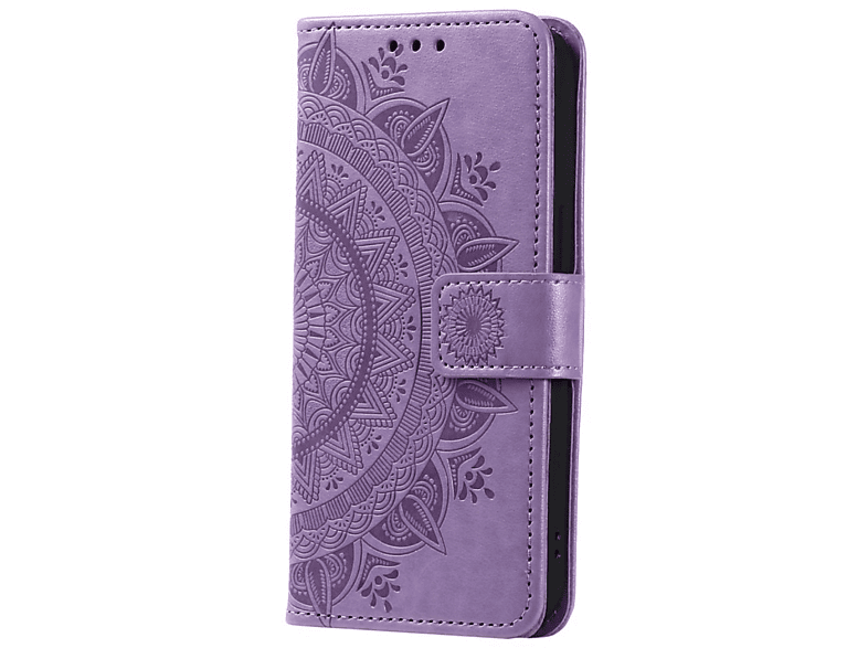 mit Samsung, COVERKINGZ Muster, Mandala Klapphülle Bookcover, S23, Galaxy Lila