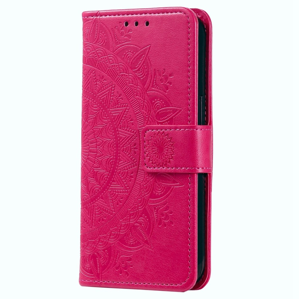 S23, Pink Muster, Samsung, COVERKINGZ Galaxy Bookcover, Mandala mit Klapphülle