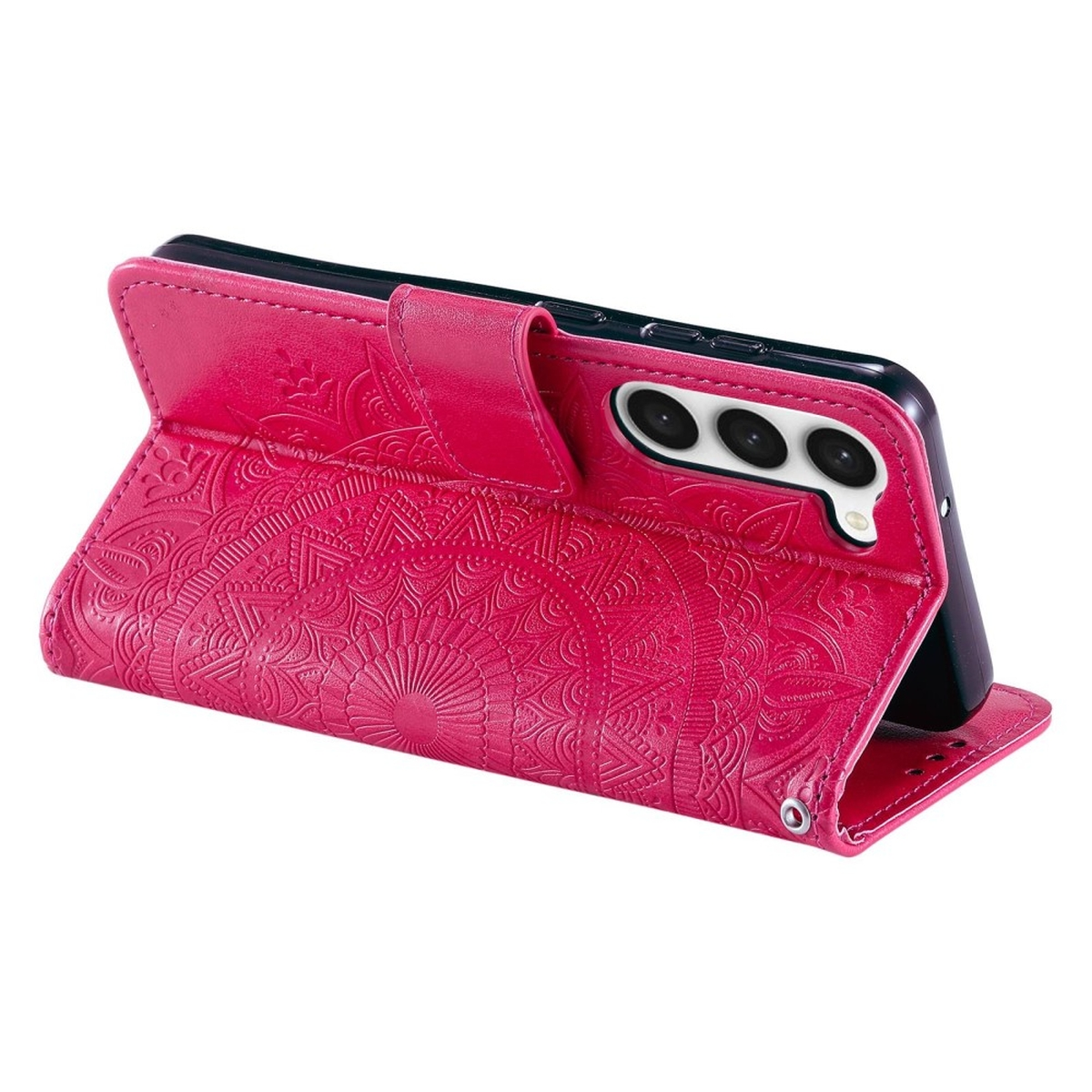 Samsung, Pink S23, mit Bookcover, Mandala COVERKINGZ Galaxy Klapphülle Muster,