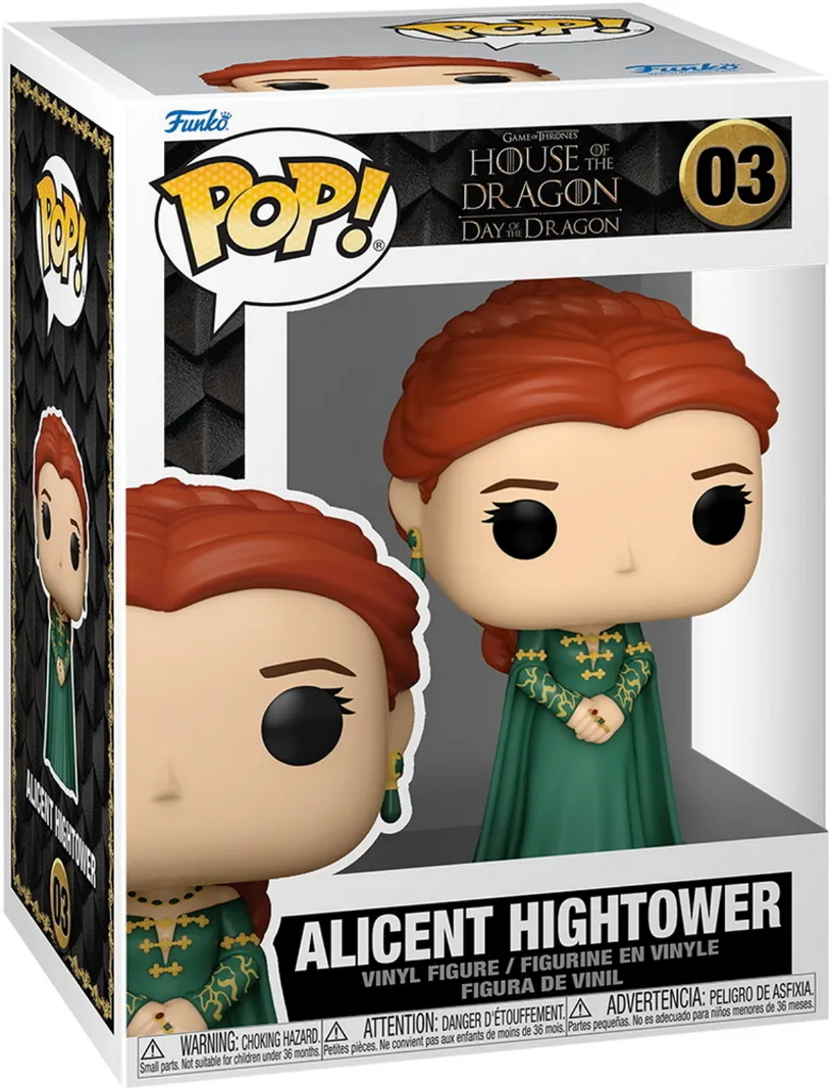 Figura Funko Pop! di Alicent Hightower da House of the Dragon. In scatola con testo.