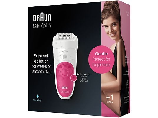 BRAUN SILK-EPIL 5-500 SENSOSMART Epilierer, Weiß / Pink