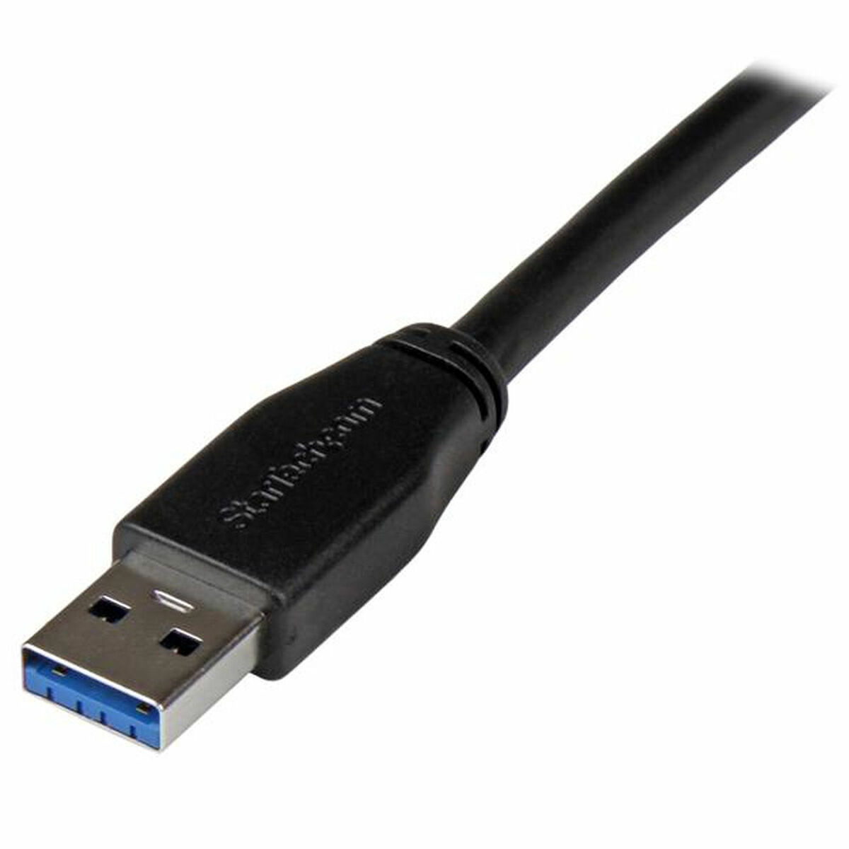 Un cavo USB nero con un connettore USB-A a un'estremità. L'altra estremità non è visibile.