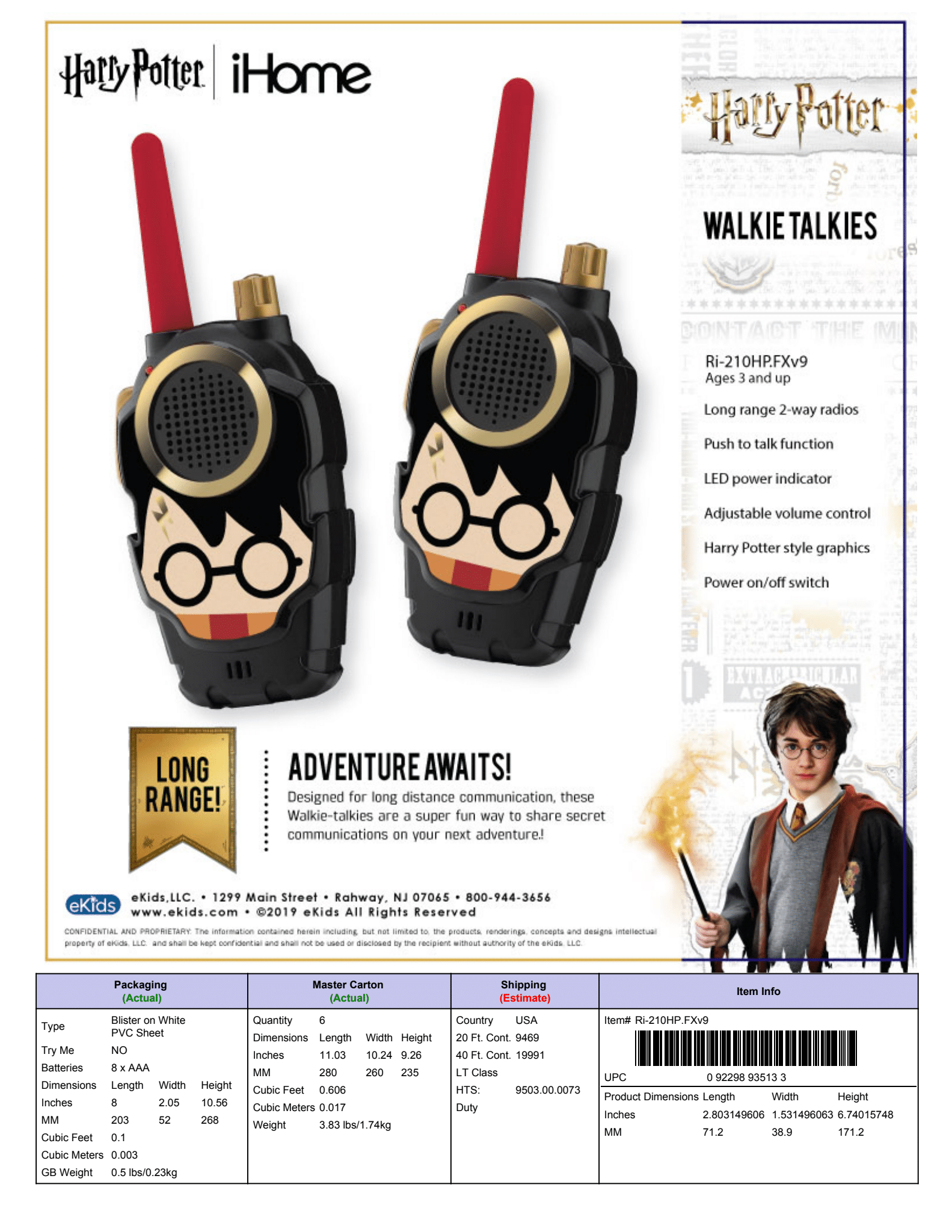 Harry EKIDS schwarz Walkie-Talkie Potter