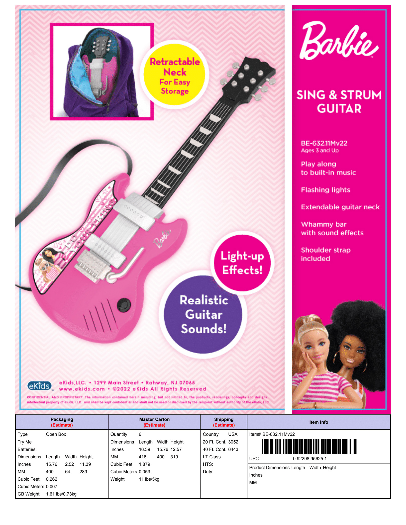 pink EKIDS Barbie Gitarre