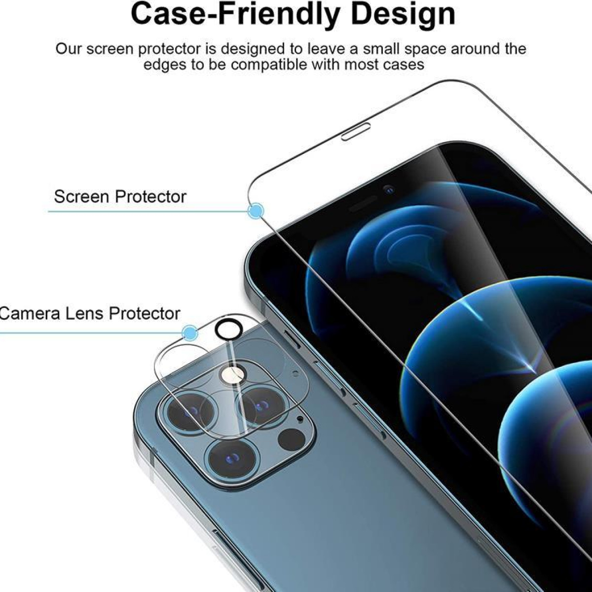INF iPhone 12 Pro Max Displayschutzfolie(für und Transparent Max) 12 Apple 2 Pro Objektivschutz + 2er-Pack iPhone Display