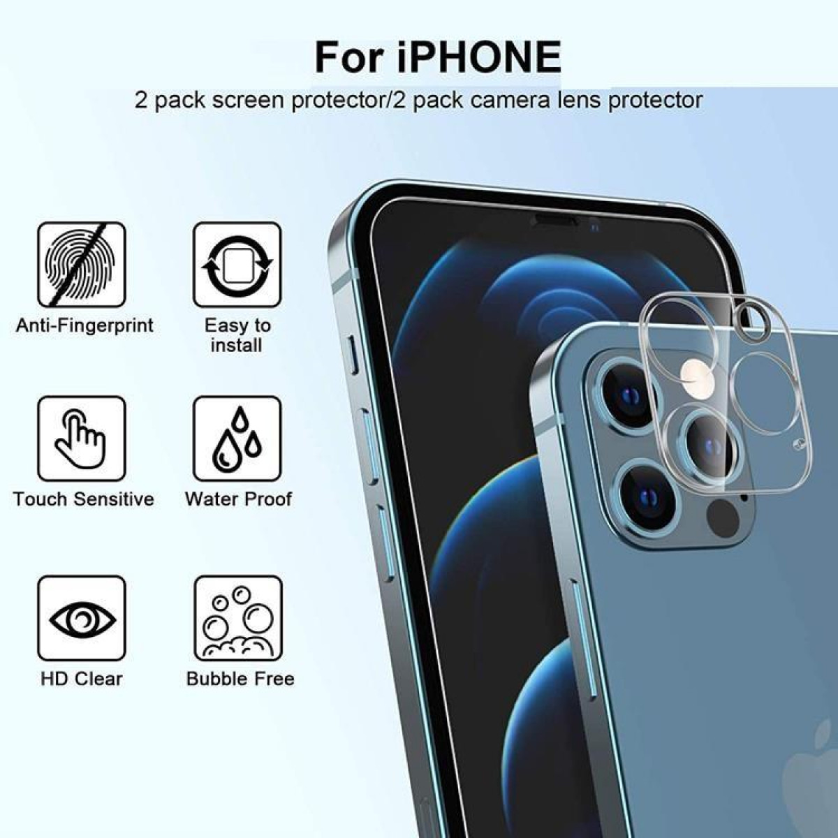 Pro Apple Max) Displayschutzfolie(für + 12 2 2er-Pack iPhone INF Display- Max Objektivschutz und Pro iPhone 12 Transparent