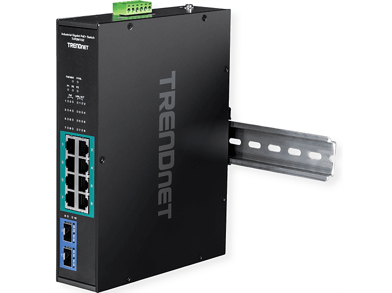 TRENDNET TI-PGM102 10 Port Rail Switch  Industrial Gigabit PoE+ Industrial Networking