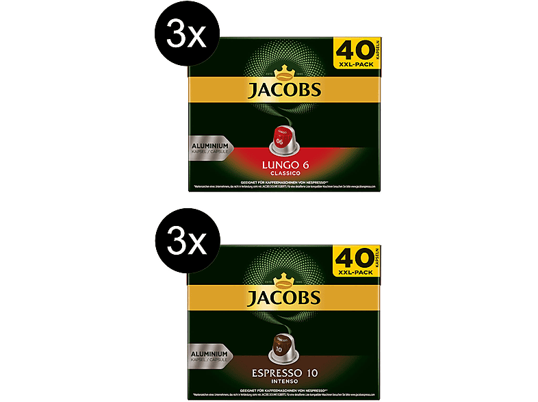 JACOBS Lungo kompatibel Kaffeekapseln Nespresso®* System) (Nespresso + 240 6 Espresso 10