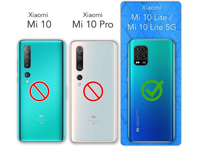 Umhängetasche, Xiaomi, Clear EAZY Weiß 5G, Mi Lite / mit Umhängeband, Cover CASE 10 Clips Silber