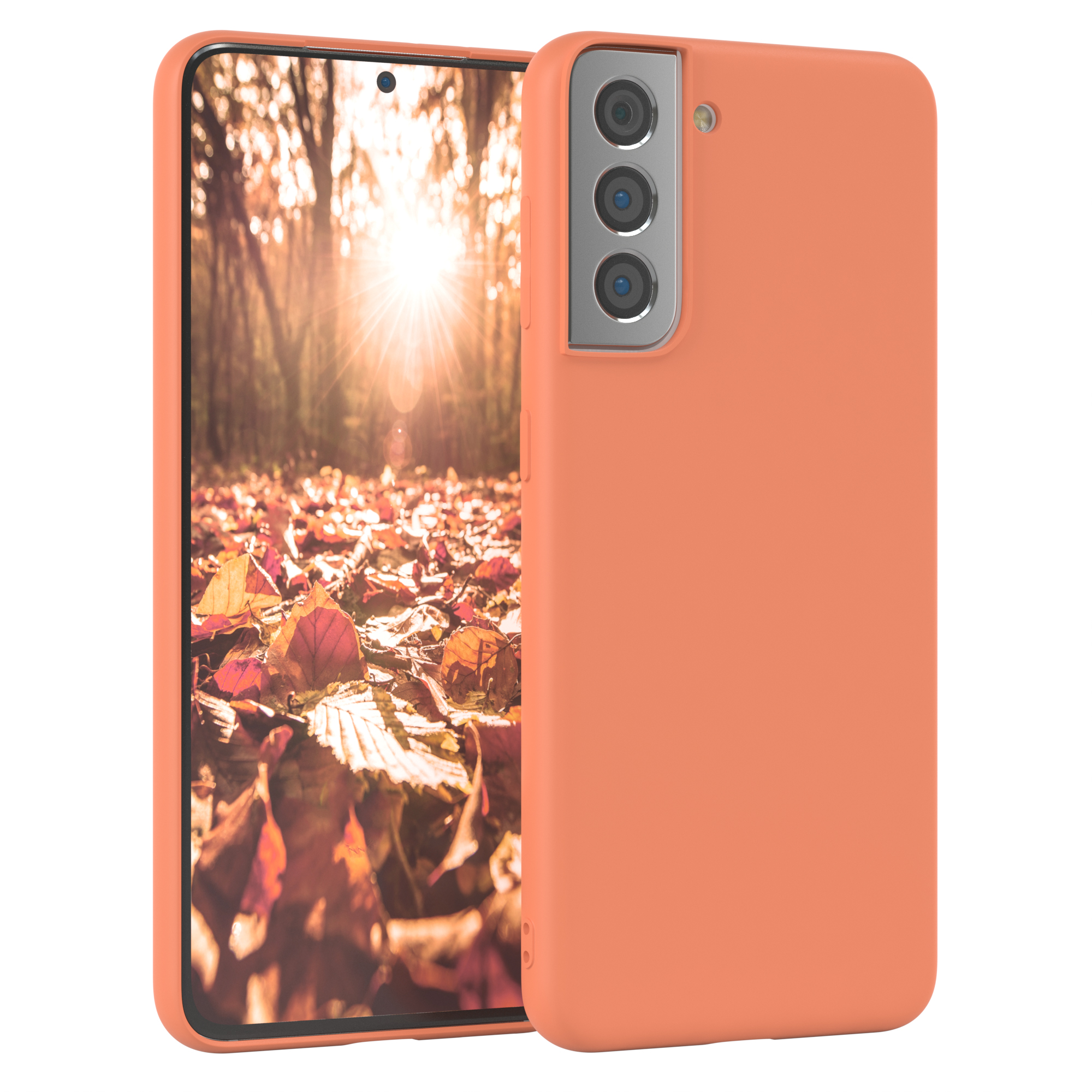 EAZY CASE TPU Silikon Handycase Orange S21 Samsung, Matt, Backcover, Galaxy 5G