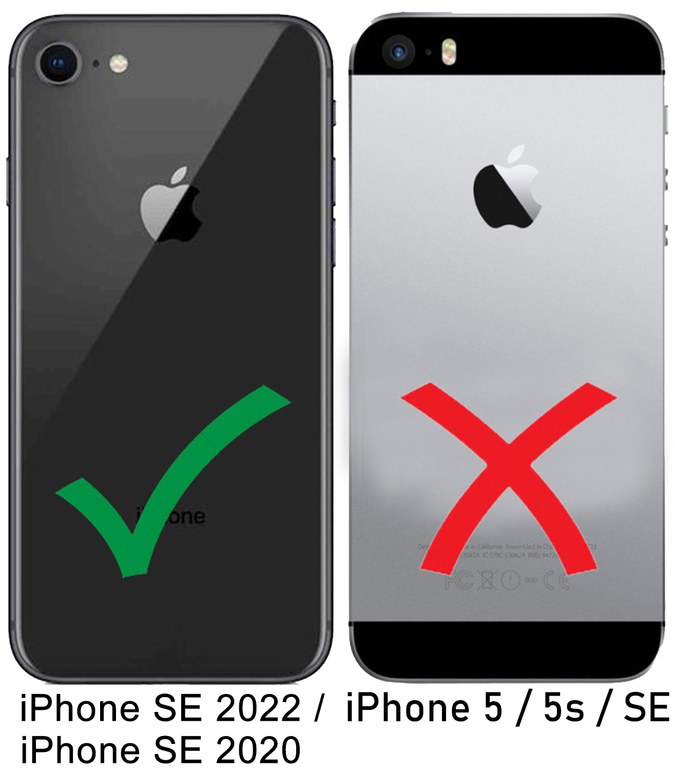 BURKLEY Premium 2-in-1 Leder iPhone SE SE Handytasche 2022, Schwarz Cover, Cover, mit modularem Full / 2020 Apple