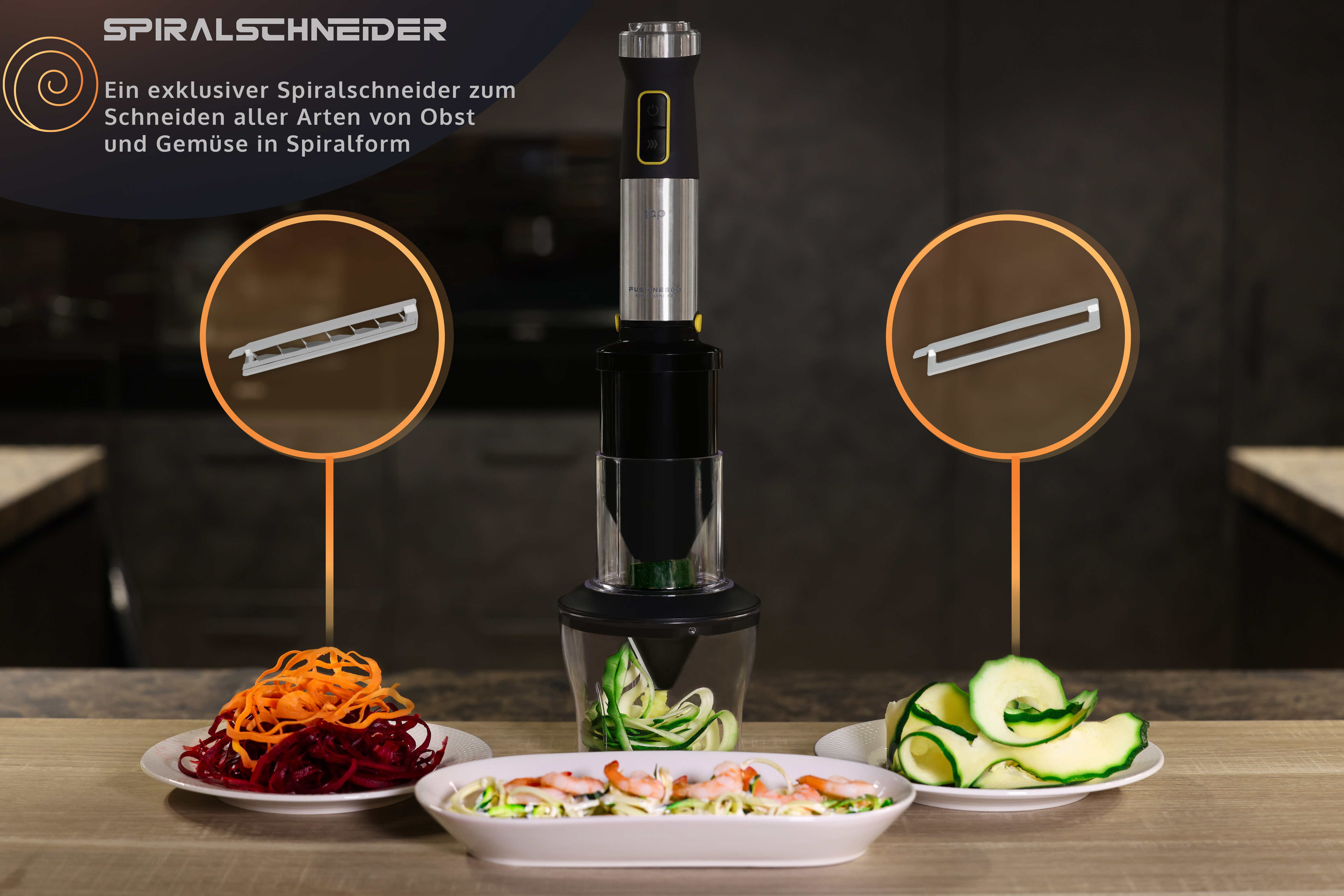 Edelstahl/Schwarz | Stabmixer APPLIANCES ml) Kartoffelpresse Set ForceBlend Stabmixer 1500 (1500 Spiralschneider F3 Watt, | |XL-Mixfuß JAP Küchenmaschine |