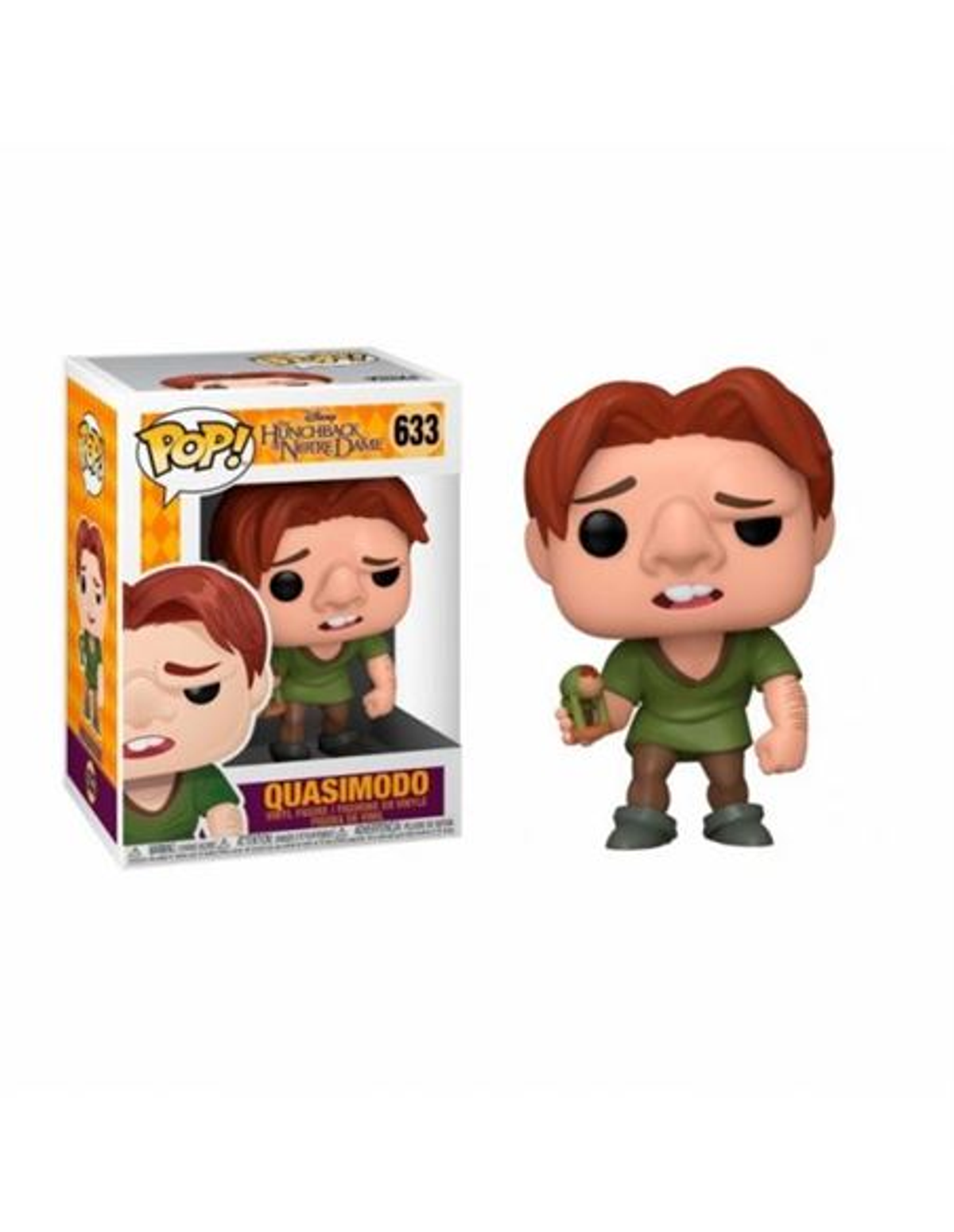 Una figura Funko Pop! di Quasimodo, con una scatola a sinistra.