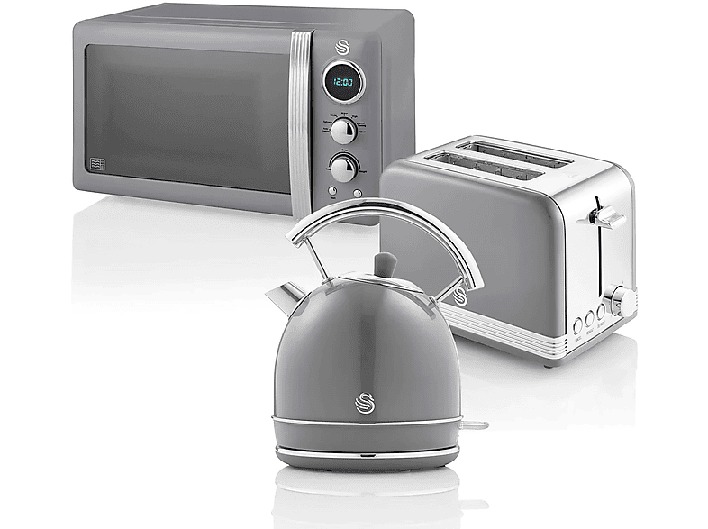SWAN Retro STRP2070GRNEU Set Toaster und Wasserkocher Grau (850 Watt