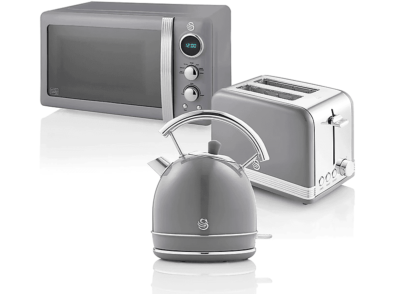 Schlitze: SWAN STRP2070GRNEU Set Toaster Watt, und Wasserkocher (850 Grau 2) Retro