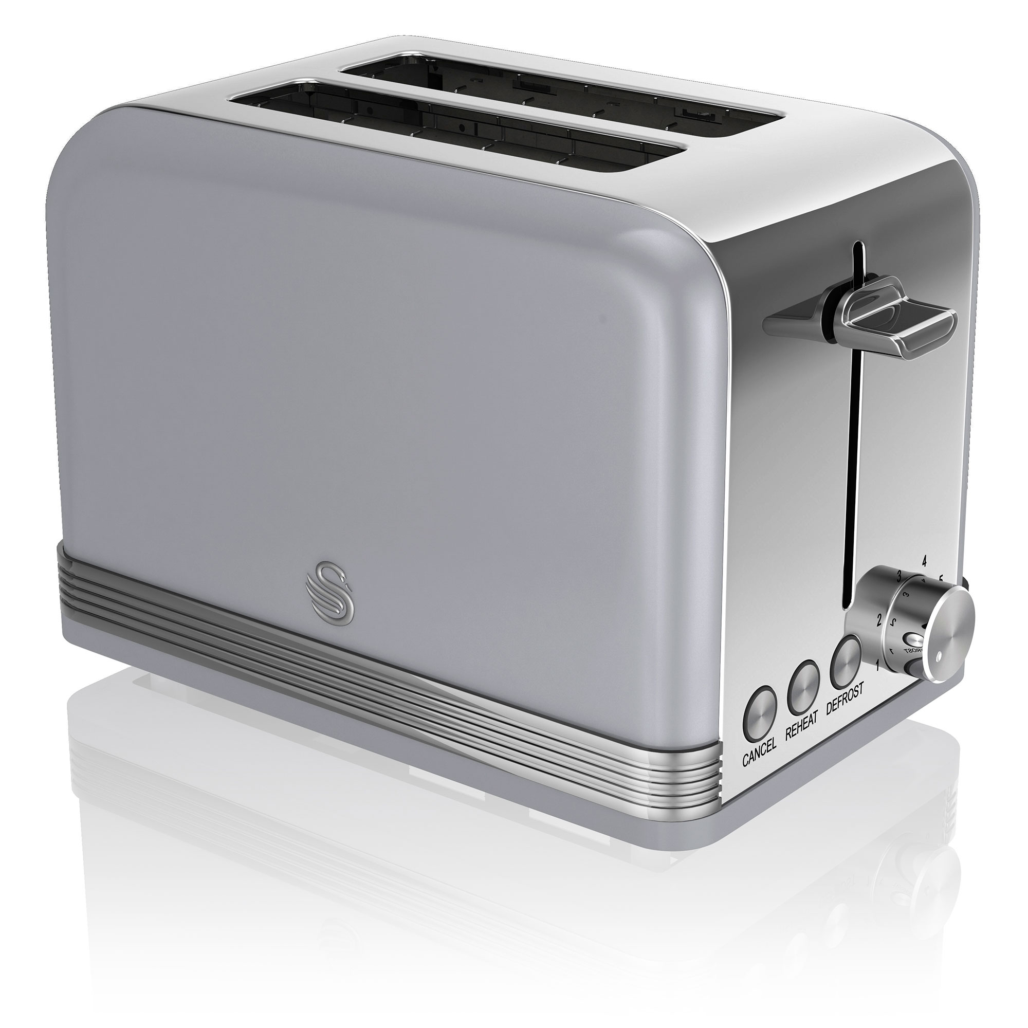 2) Wasserkocher Retro und Set Toaster Schlitze: (850 Grau SWAN STRP2070GRNEU Watt,