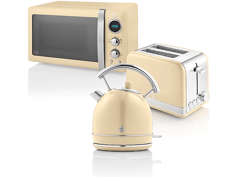 SWAN Retro STRP2070CNEU Set Toaster und Wasserkocher Creme (850 Watt
