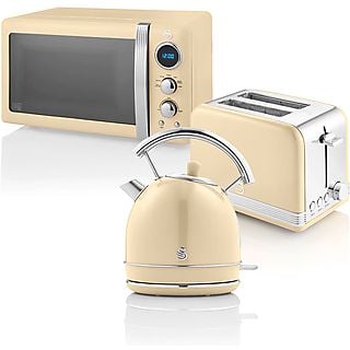 Set Desayuno - SWAN Retro STRP2070CNEU Vintage, 850 W, 2 ranuras, Crema