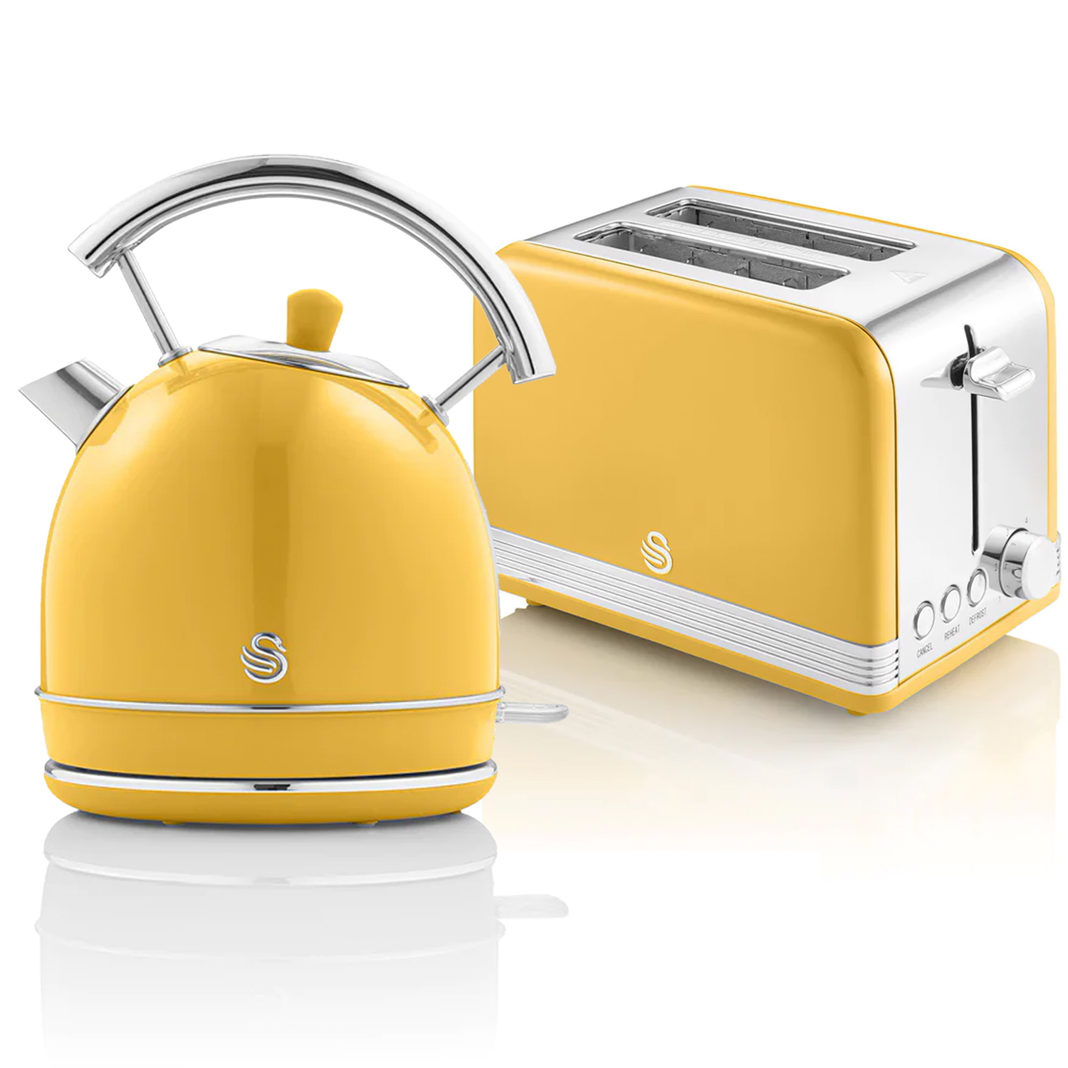 Retro Watt, STP7050YELNEU Gelb (850 SWAN 2) Toaster Set Schlitze: und Wasserkocher