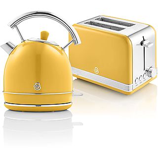 Set Desayuno - SWAN Retro STP7050YELNEU Vintage, 850 W, 2 ranuras, Amarillo