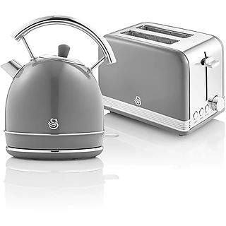 Set Desayuno - SWAN Retro STP7050GRNEU Vintage, 850 W, 2 ranuras, Gris