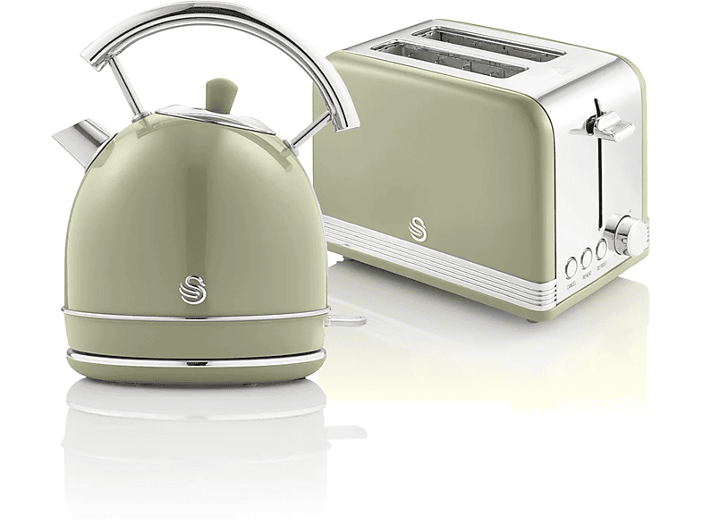 SWAN Retro STP7050GNEU Set Toaster und Wasserkocher Grün (850 Watt