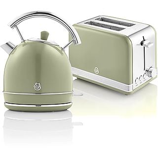 Set Desayuno - SWAN Retro STP7050GNEU Vintage, 850 W, 2 ranuras, Verde