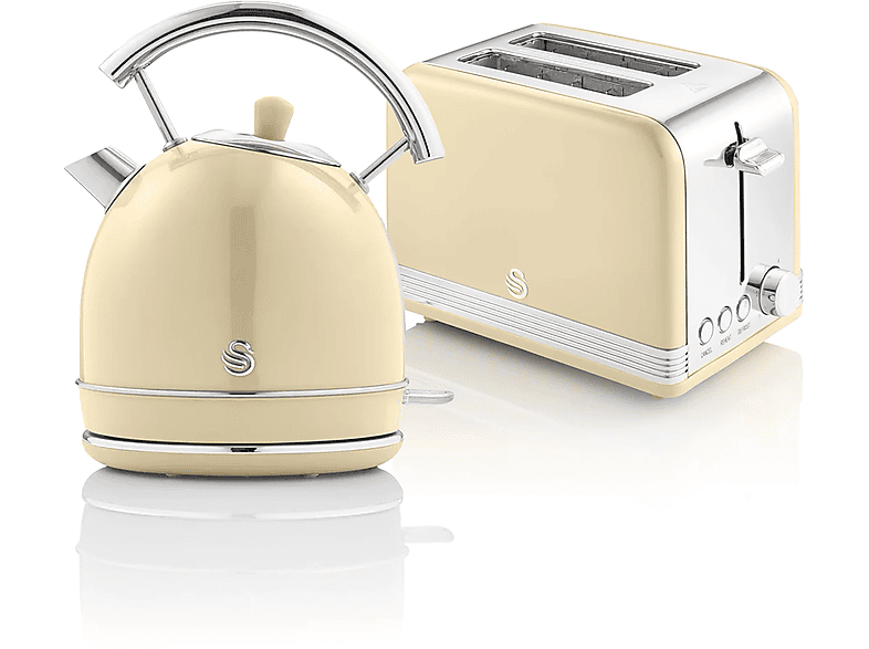 SWAN Retro STP7050CNEU Set Toaster und Wasserkocher Creme (850 Watt