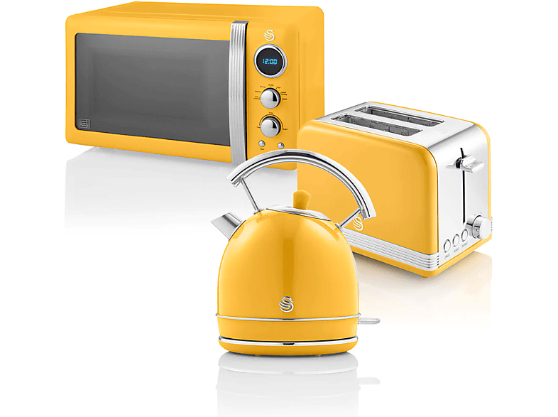 SWAN Retro STRP2070YELNEU Set Toaster und Wasserkocher Gelb (850 Watt