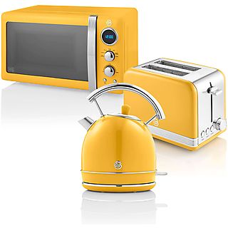 Set Desayuno - SWAN Retro STRP2070YELNEU Vintage, 850 W, 2 ranuras, Amarillo