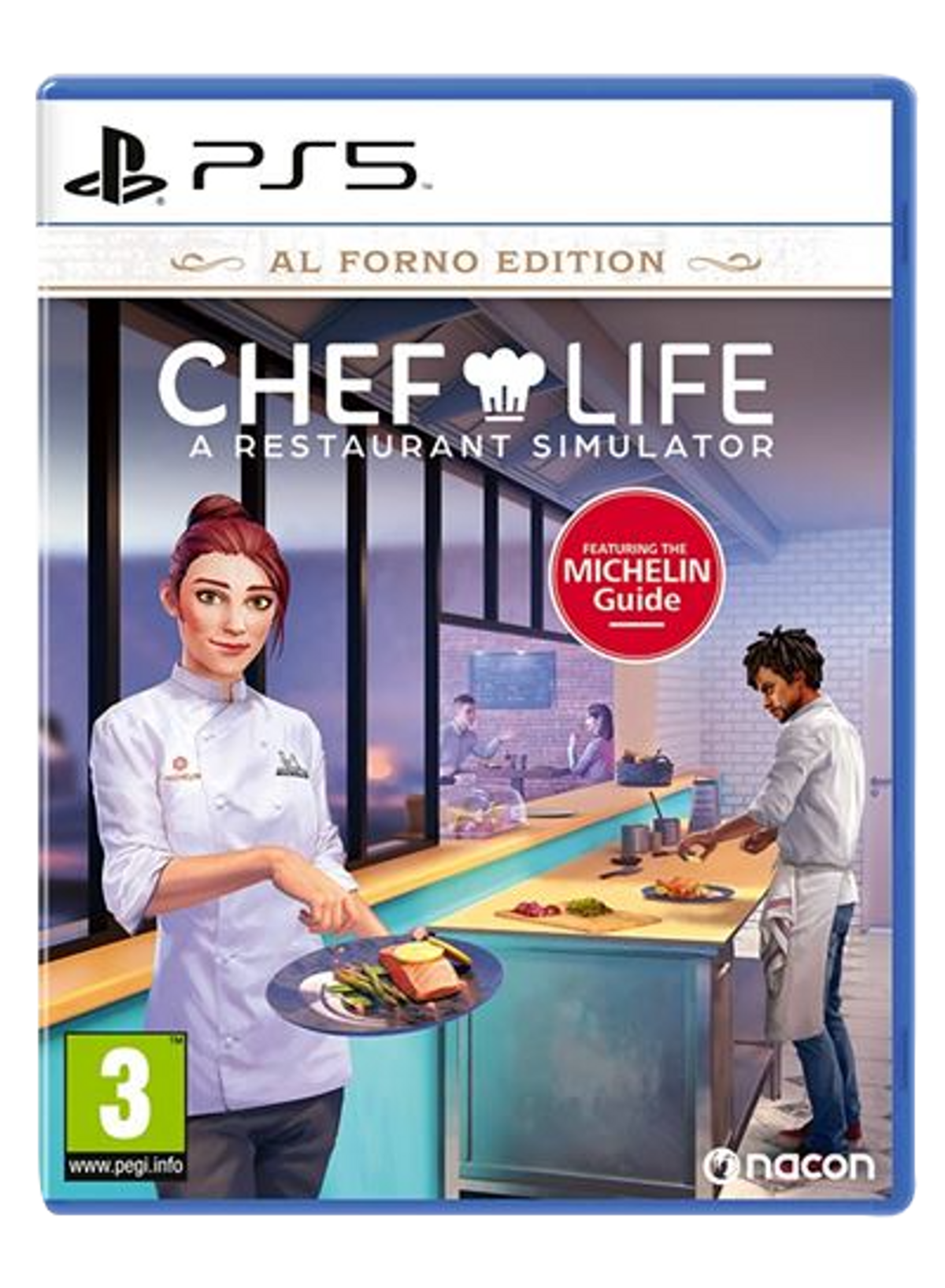 Caja del juego PS5: Chef Life, simulador de restaurante. Con la Guía Michelin, con chefs y comida.