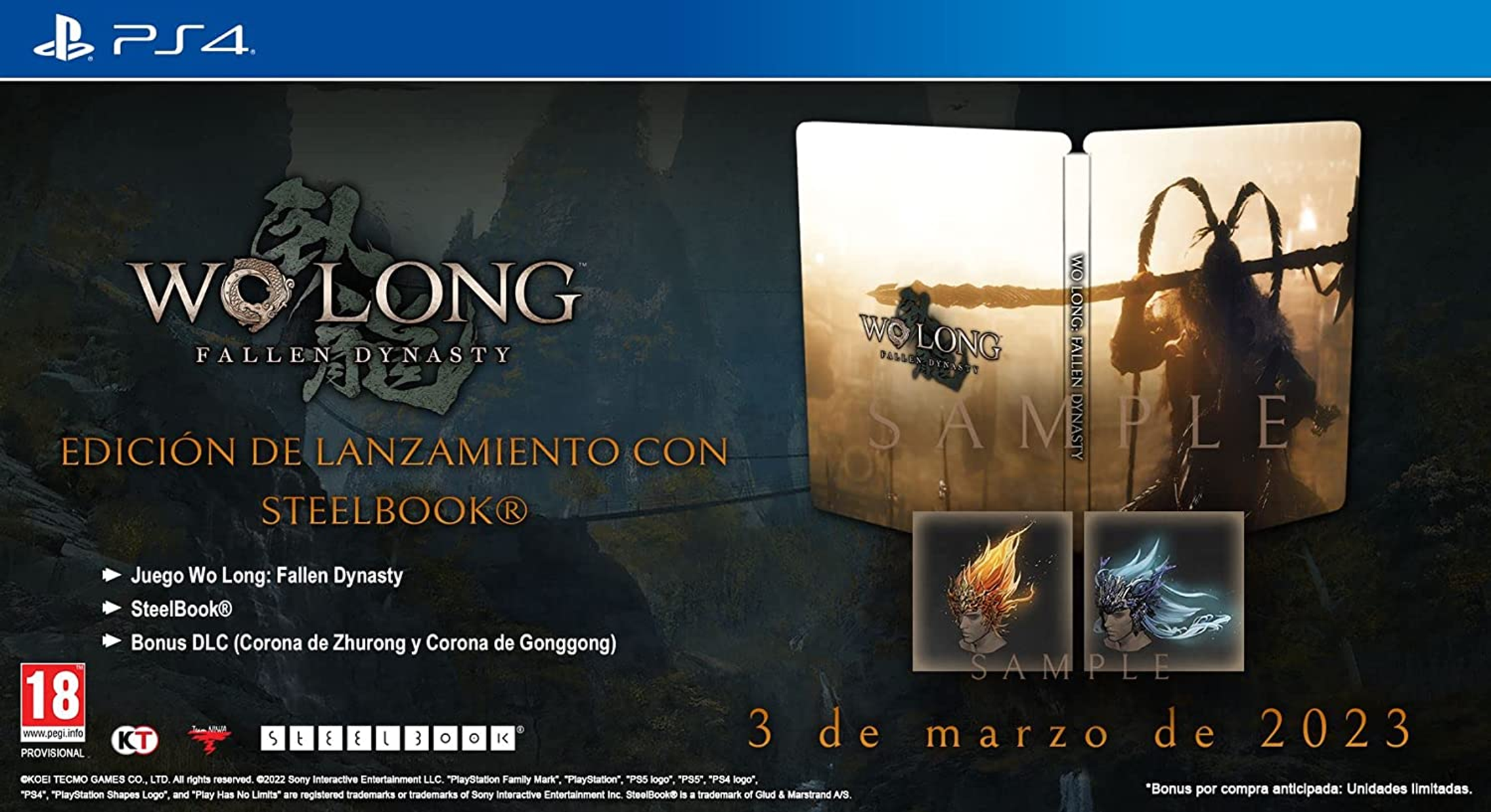 Una scatola di un videogioco con sopra l'arte. Il gioco è Wo Long: Fallen Dynasty.